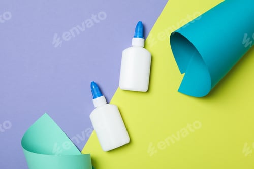 Preview: Concept of different office stationery with glue