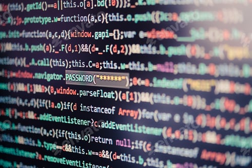 Preview: Computer screen displaying program code, website development, application building, password