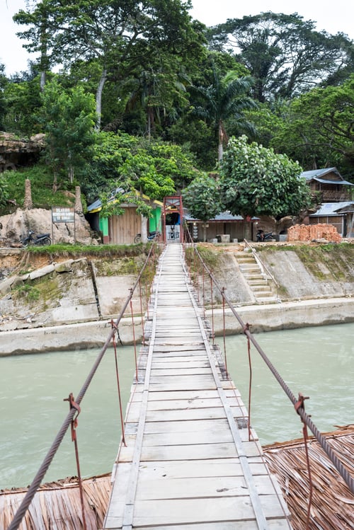 Preview: Bridge across Bahorok River at Bukit Lawang, Gunung Leuser National Park, North Sumatra, Indonesia,