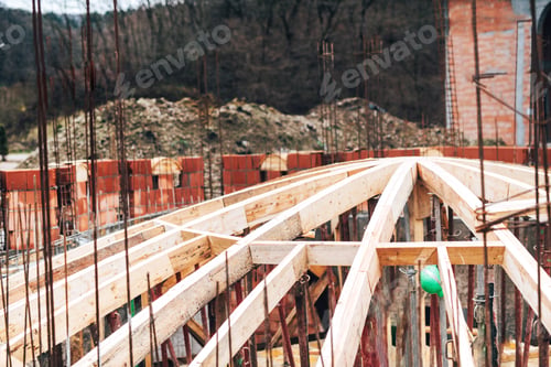 Preview: Monastery construction site, architecture arch dome wooden frame