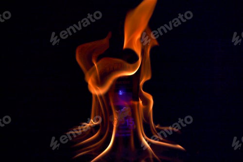 Preview: background, fire, flame, light, abstract, burning, isolated, design, black, smoke, red, heat, danger