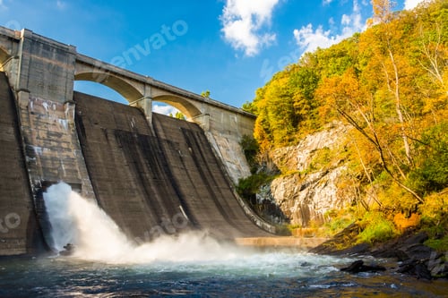 Preview: Early Autumn Color And Prettyboy Dam, On The Gunpowder River In Baltimore County, Maryland.