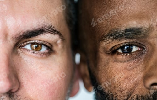 Preview: Two different ethnic men's eyes closeup