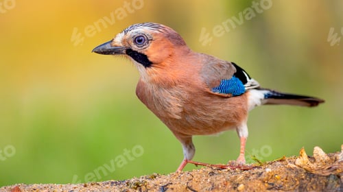 Beautiful Eurasian Jay Bird Perched on Branch