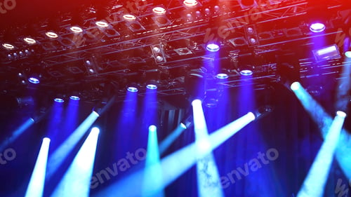Preview: blue Lightning from the spotlights during the show