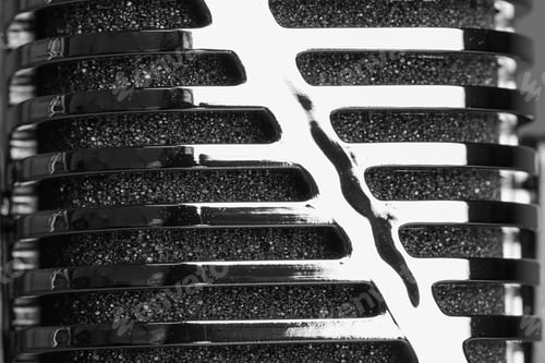 Preview: Retro microphone as background, closeup. Musical equipment