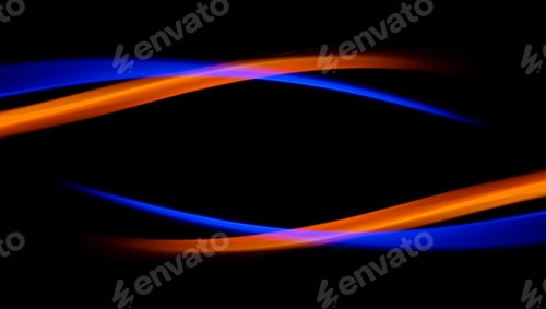 Preview: Abstract technology banner design. Digital neon orange and blue lines on black background.