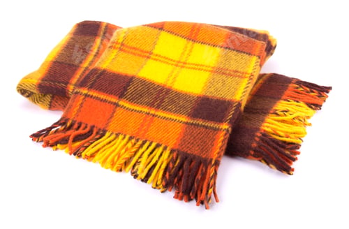 Preview: Soft and warm folded wool plaid with fringe