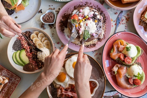 Preview: Breakfast is served with various dishes including eggs, bacon, pancakes and fruits .