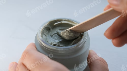 Preview: Cosmetic clay. clay facial mask on a light background. different types of clay