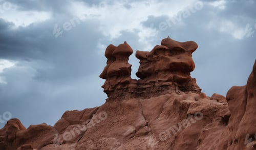 Preview: Red Rock Formations in Desert at Sunset. Spring Season. Goblin Valley State Park