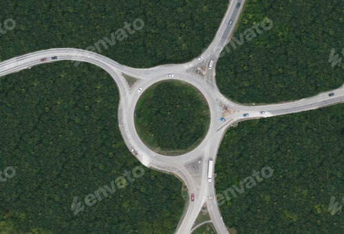 Preview: Aerial view of rural roundabout