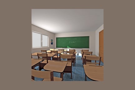 Preview: Classroom interior with desks and chalkboard