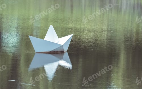 Preview: Big Origami Boats On A Lake In The Botanic Garden
