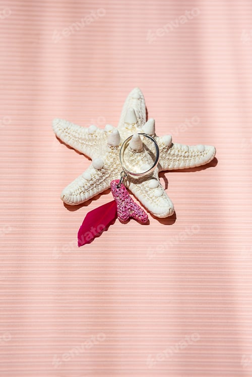Preview: Craft jewelry rings heart shaped made of painted coral.
