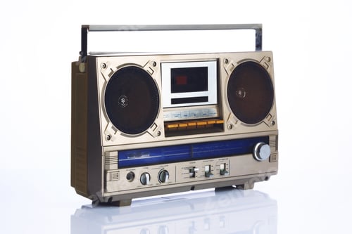 Preview: Stylish retro boombox on white