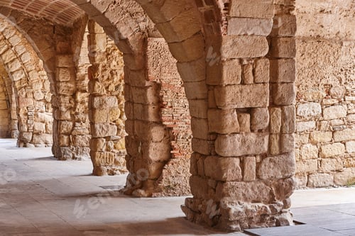 Preview: Picturesque medieval stone village of Peratallada. Arcades. Catalonia, Spain