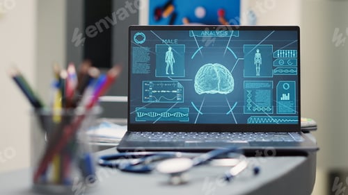 Preview: Empty counter with brain x ray scan