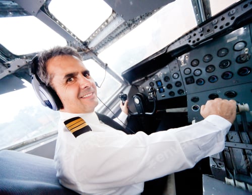 Preview: Pilot Sitting In An Airplane Cabin Flying
