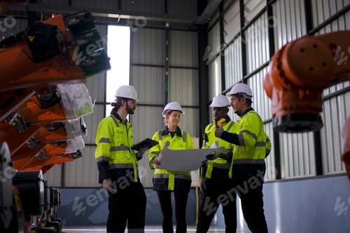 Preview: Engineer work at robotic arm factory.