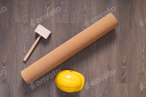 Preview: Laminate floor and tool background texture. Wooden laminate floor