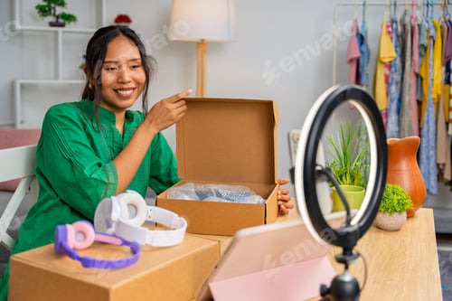 Preview: Influencer unboxing products and creating online content for social media