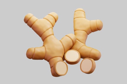 Preview: Stylized 3D Ginger Root And Slices
