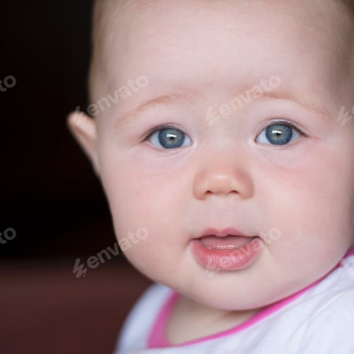 Preview: Close up portrait of baby girl age 11 months