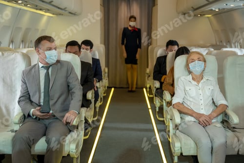 Preview: Passengers wearing protective mask to Protect Against Covid-19 in planes.
