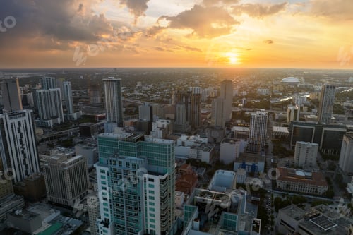 Preview: Evening urban landscape of downtown district of Miami Brickell in Florida, USA