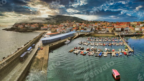 Preview: Aerial view in Finisterre. Camino de Santiago. Galicia,Spain. Drone Photo