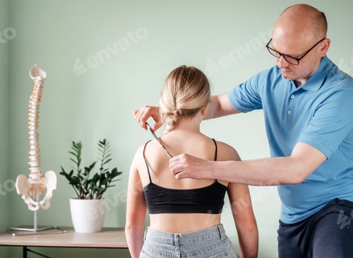 Preview: A female patient receiving Instrument Assisted Soft Tissue Mobilization, or myofascial intervention