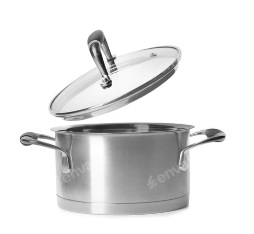 Preview: Steel pot with lid isolated on white