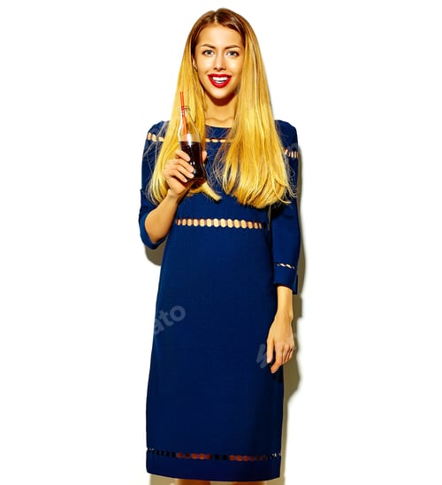 Preview: beautiful cute blond woman in hipster clothes