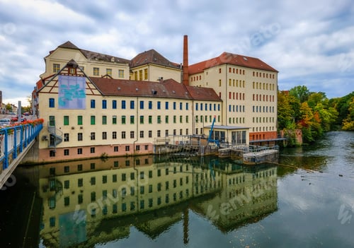 Preview: View of an old factory on the river