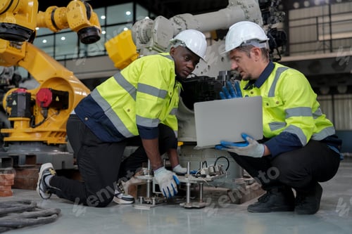 Preview: High Tech Robotic Arm with Artificial Intelligence Computer Processor Unit in its. technician check