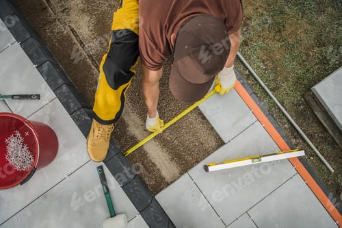 Preview: Small Architecture Worker Paving Residential Patio Area