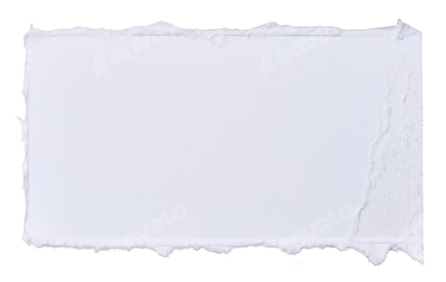Preview: Rectangular piece of white cardboard with torn edges on an isolated background