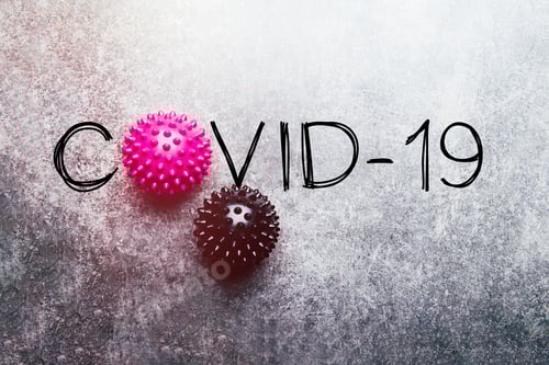 Preview: Conceptual Coronavirus Image with Pink and Brown Microbes