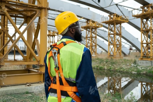 Preview: Young African engineer standing on construction site