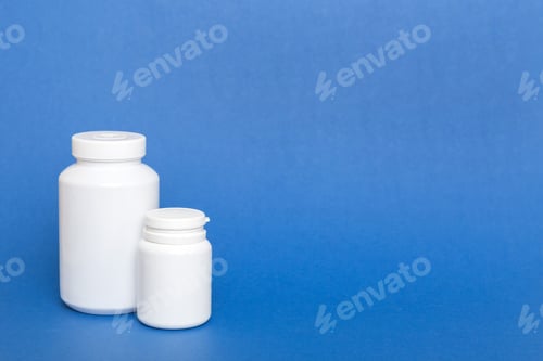 Preview: supplement pills with medicine bottle health care and medical top view