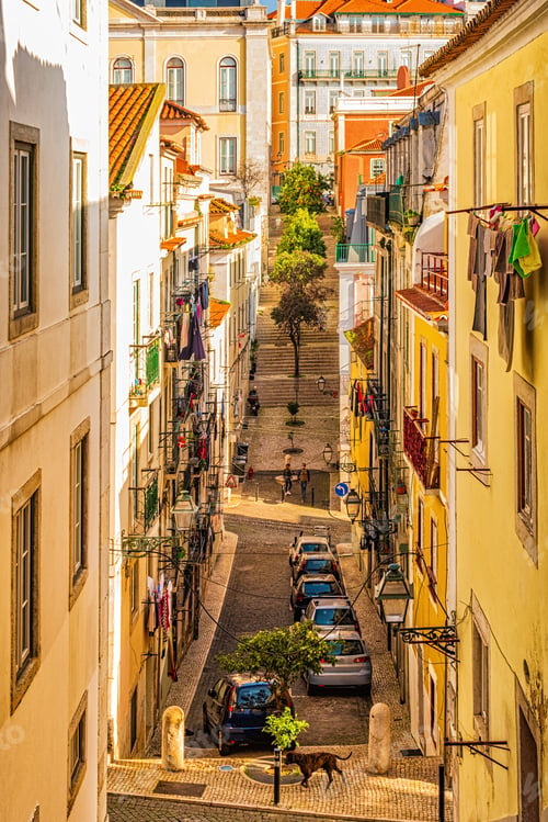 Preview: Narrow, authentic street of Lisbon, Portugal
