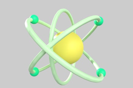 Visualização: Átomo com núcleo e elétrons