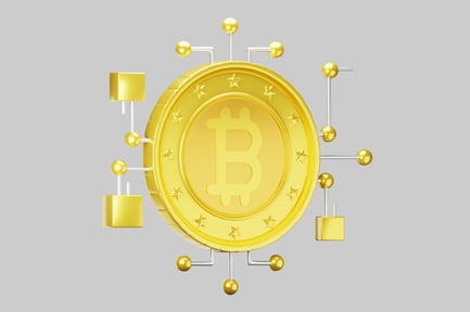 Preview: Connected bitcoin coin with data nodes