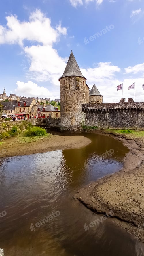 Preview: Fougeres Castle from the outside and its walls. Brittany region, Ille et Vilaine department