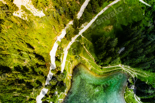 Preview: Peaceful aerial view at Green Lake in Austria