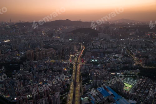 Preview: Modern city buildings with interchange overpass in shenzhen city,China