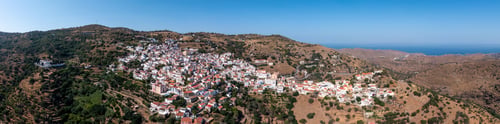 Preview: Greece, Kea island. Aerial drone view panorama of Ioulida chora