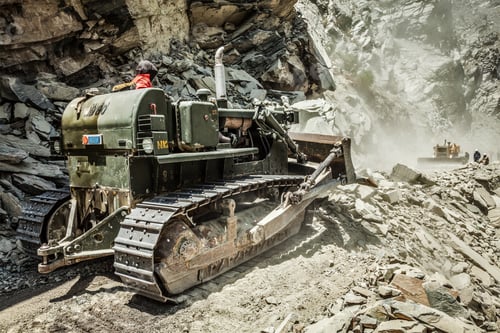 Preview: Bulldozer doing road construction in Himalayas