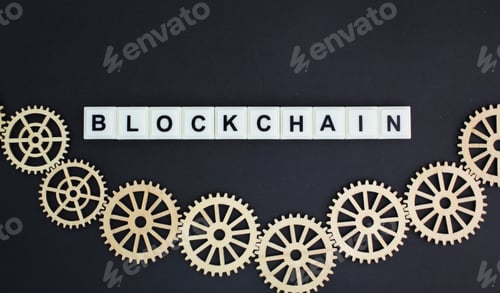 Preview: letters of the alphabet with the word blockchain.